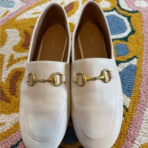 Quince Cream Loafers with Gold Detailing